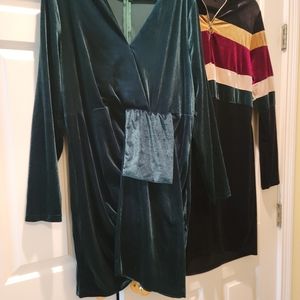2 plus size crushed velvet dresses;